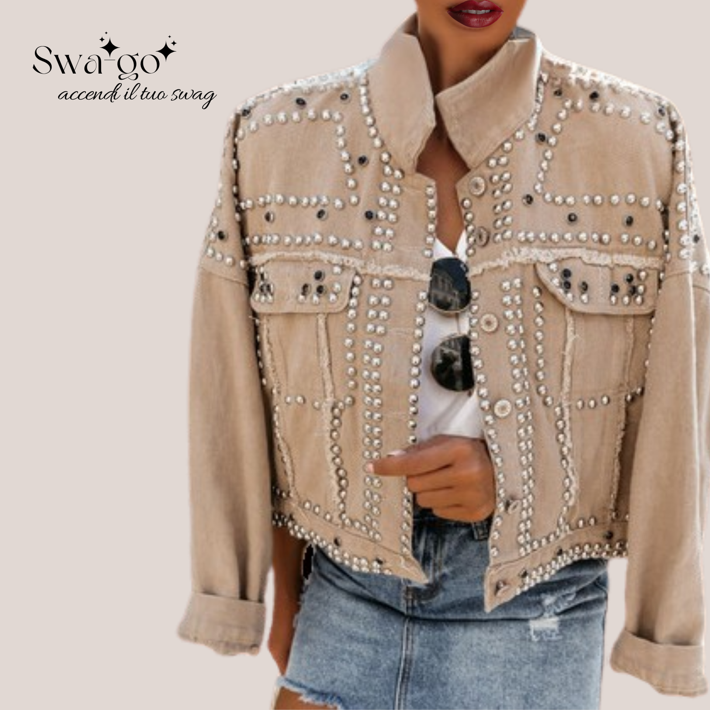 Giacca Denim Crystal Glam Donna