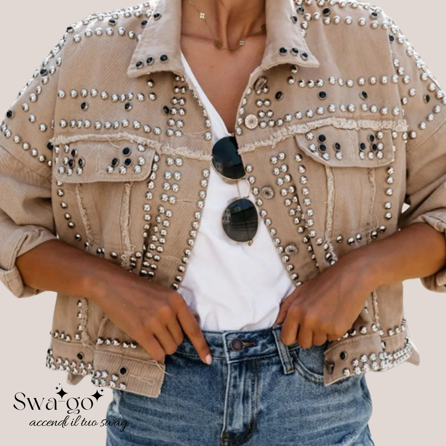 Giacca Denim Crystal Glam Donna