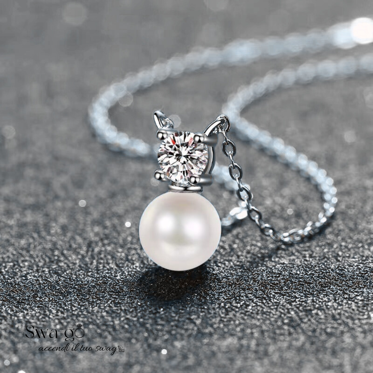 Collana Perla e Moissanite 0.5ct Donna Moissanpearl