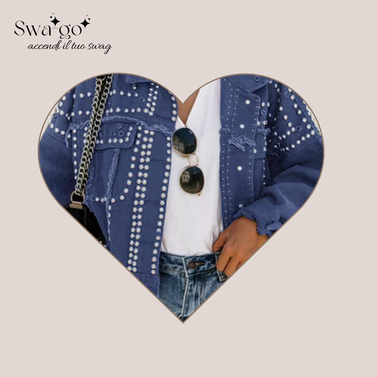 Giacca Denim Crystal Glam Donna