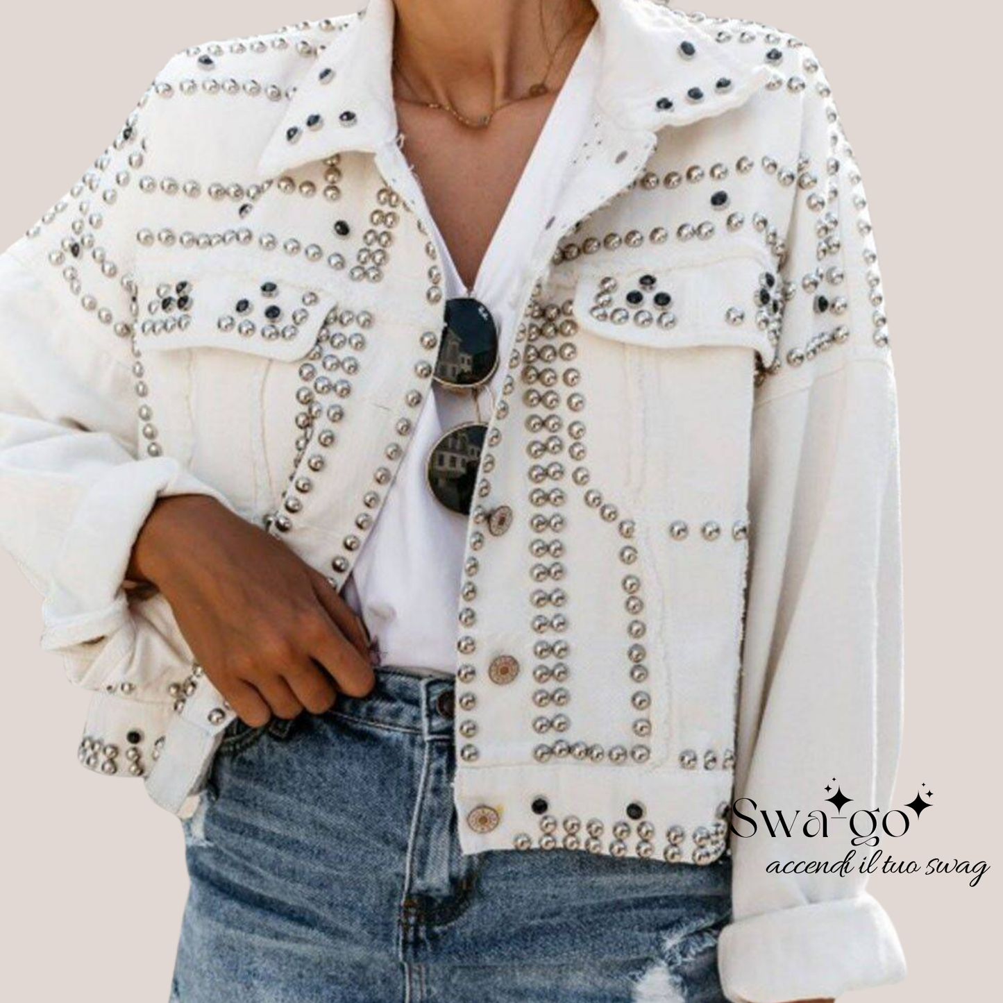 Giacca Denim Crystal Glam Donna