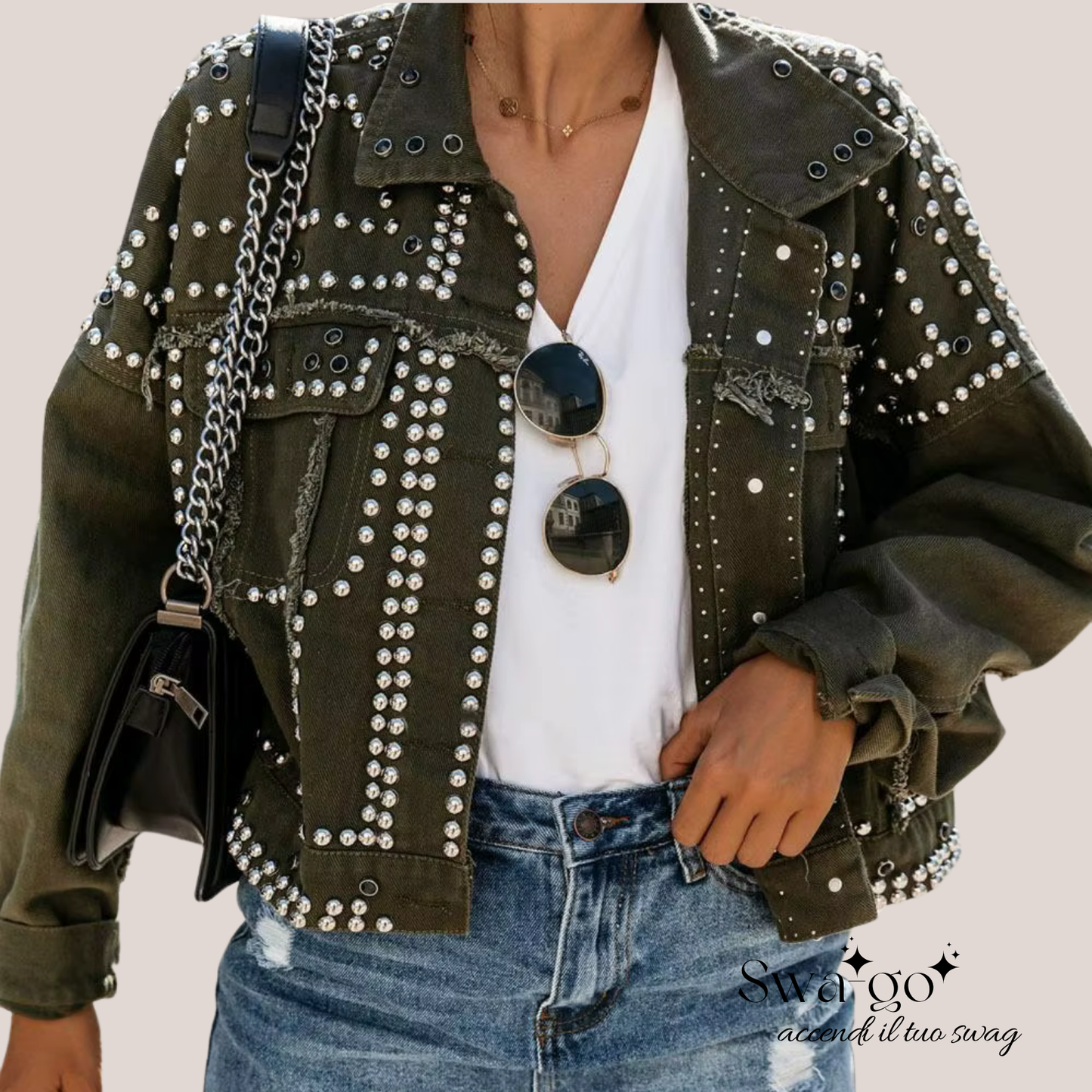 Giacca Denim Crystal Glam Donna