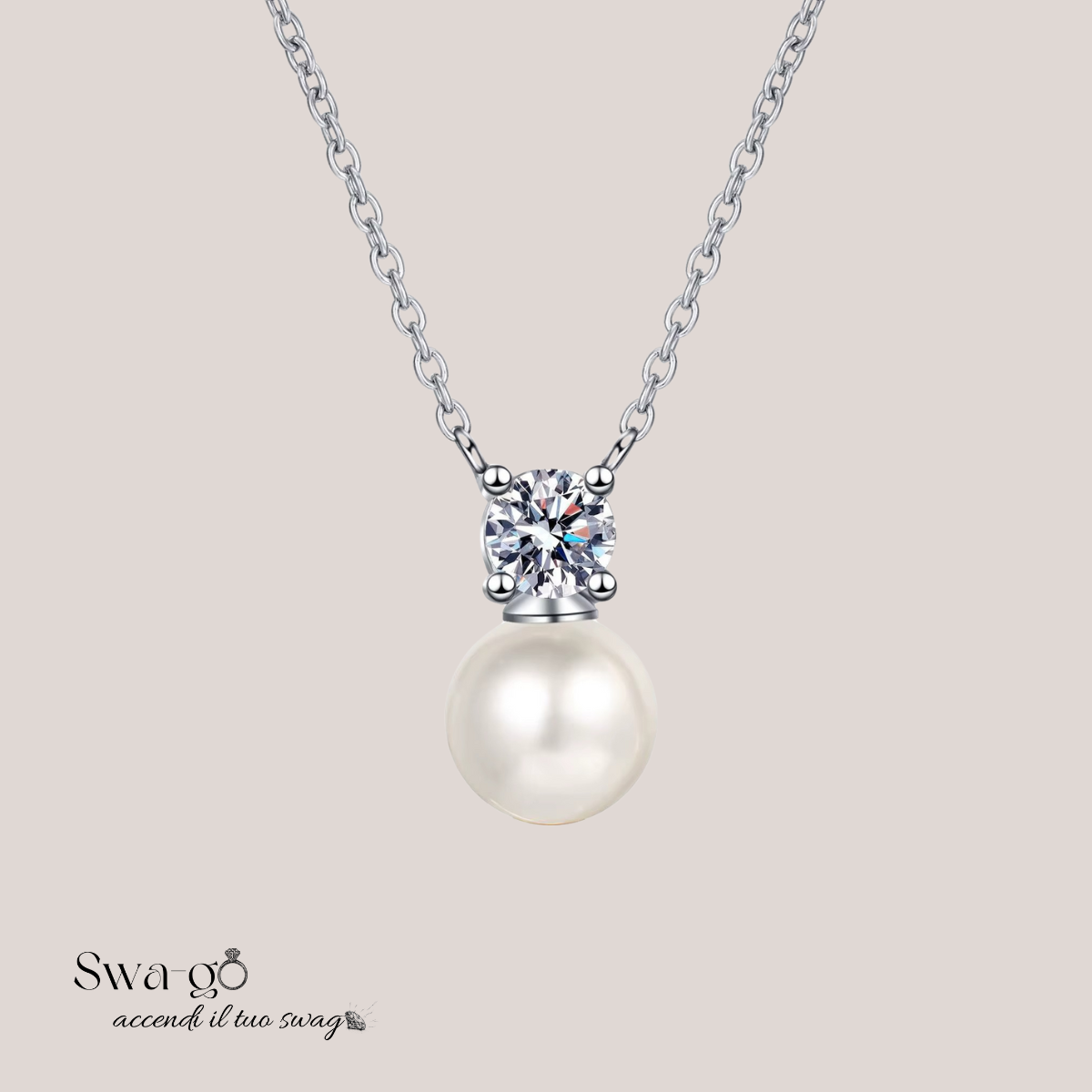 Collana in argento 925 con perla d’acqua dolce da 8 mm