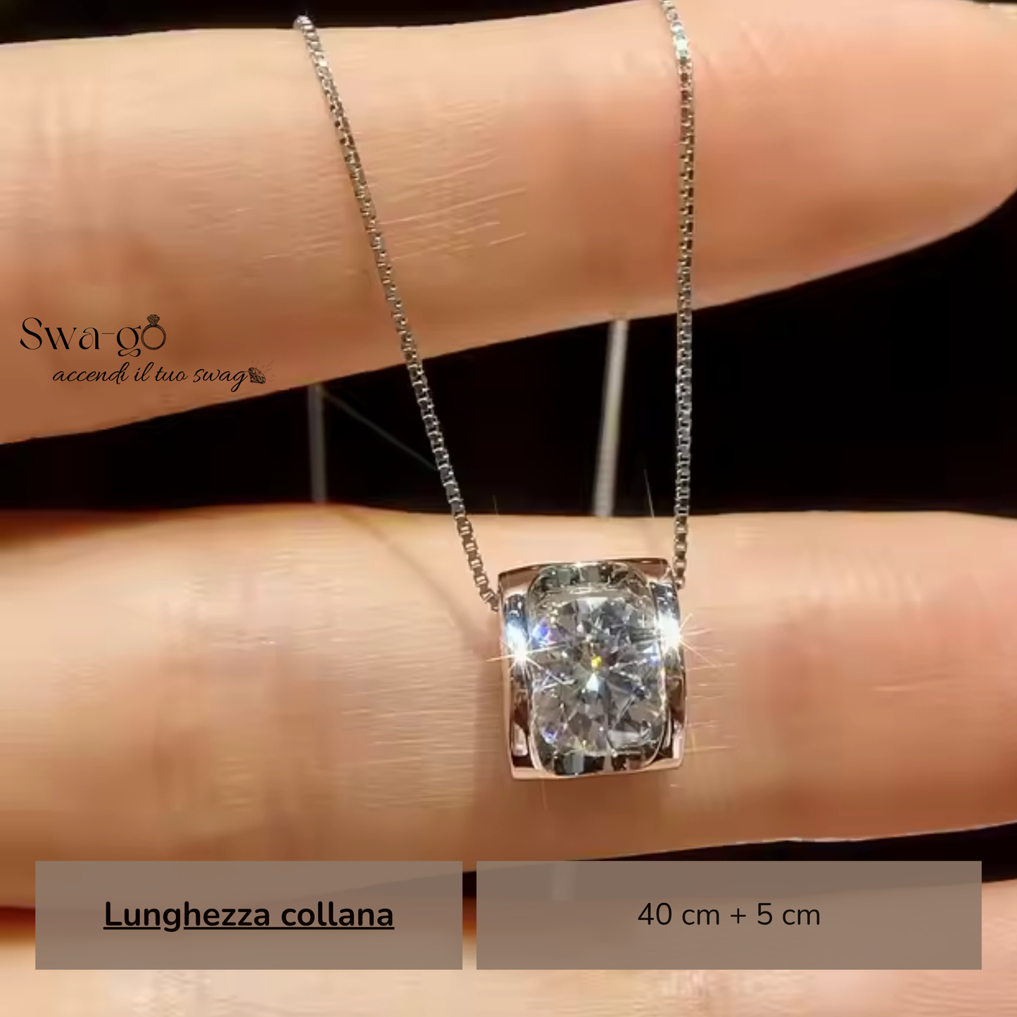 Collana Cuore Segreto Moissanite indossata su pelle, con ciondolo brillante da 1 carato