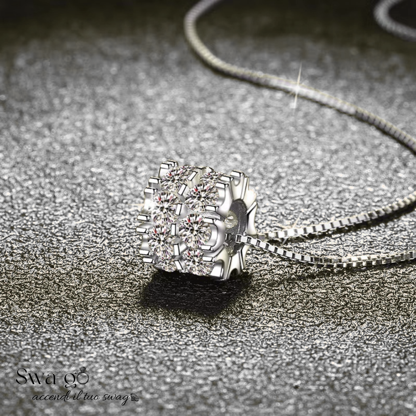💎Collana Moissanite Giro Brillante Cilindro | Argento 925 Donna