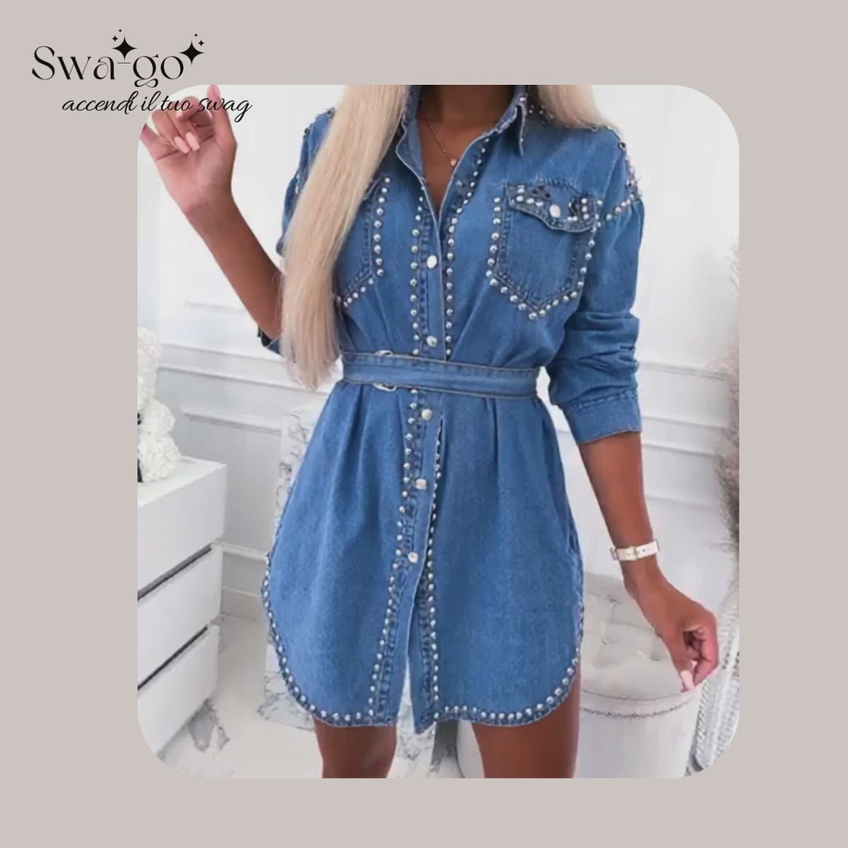 video camicia jeans borchie