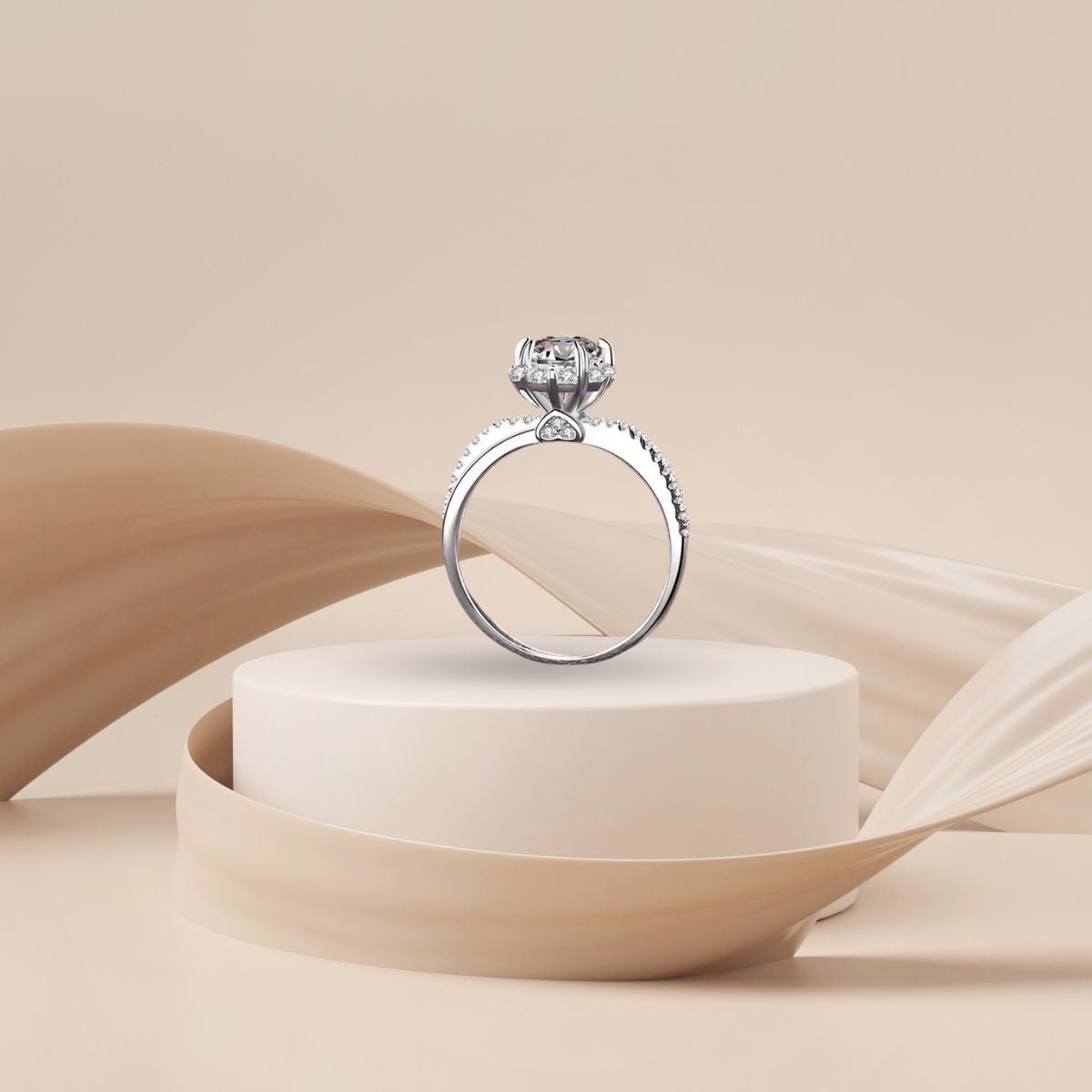 💎Halo Argento 925| Placcatura Oro Bianco 18K