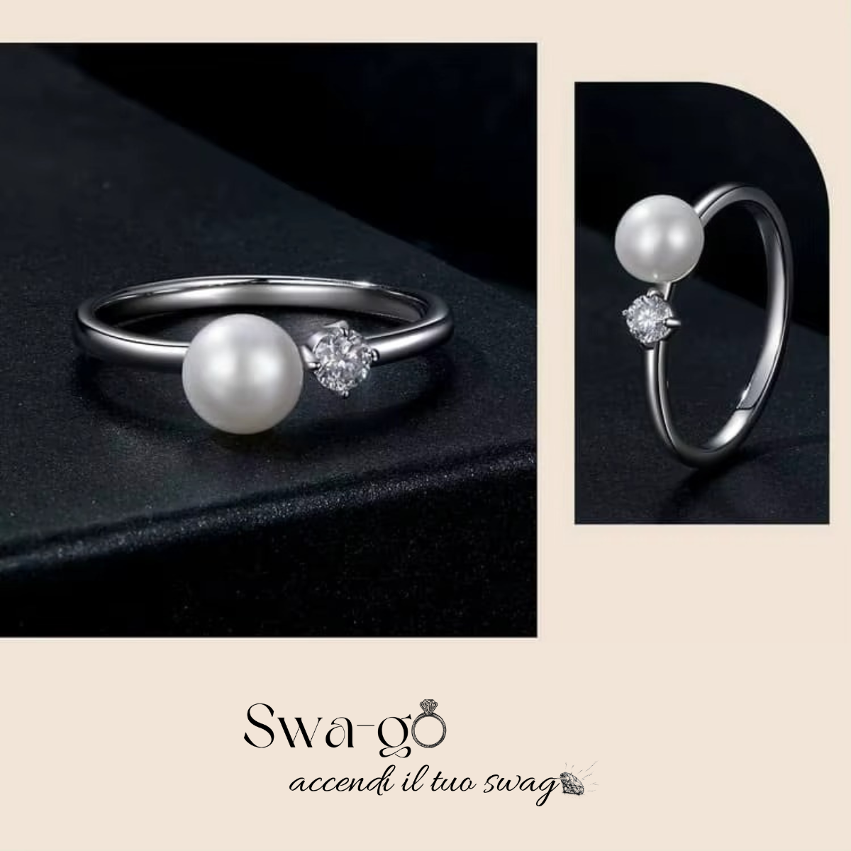 Anello Perla e Moissanite Minimal