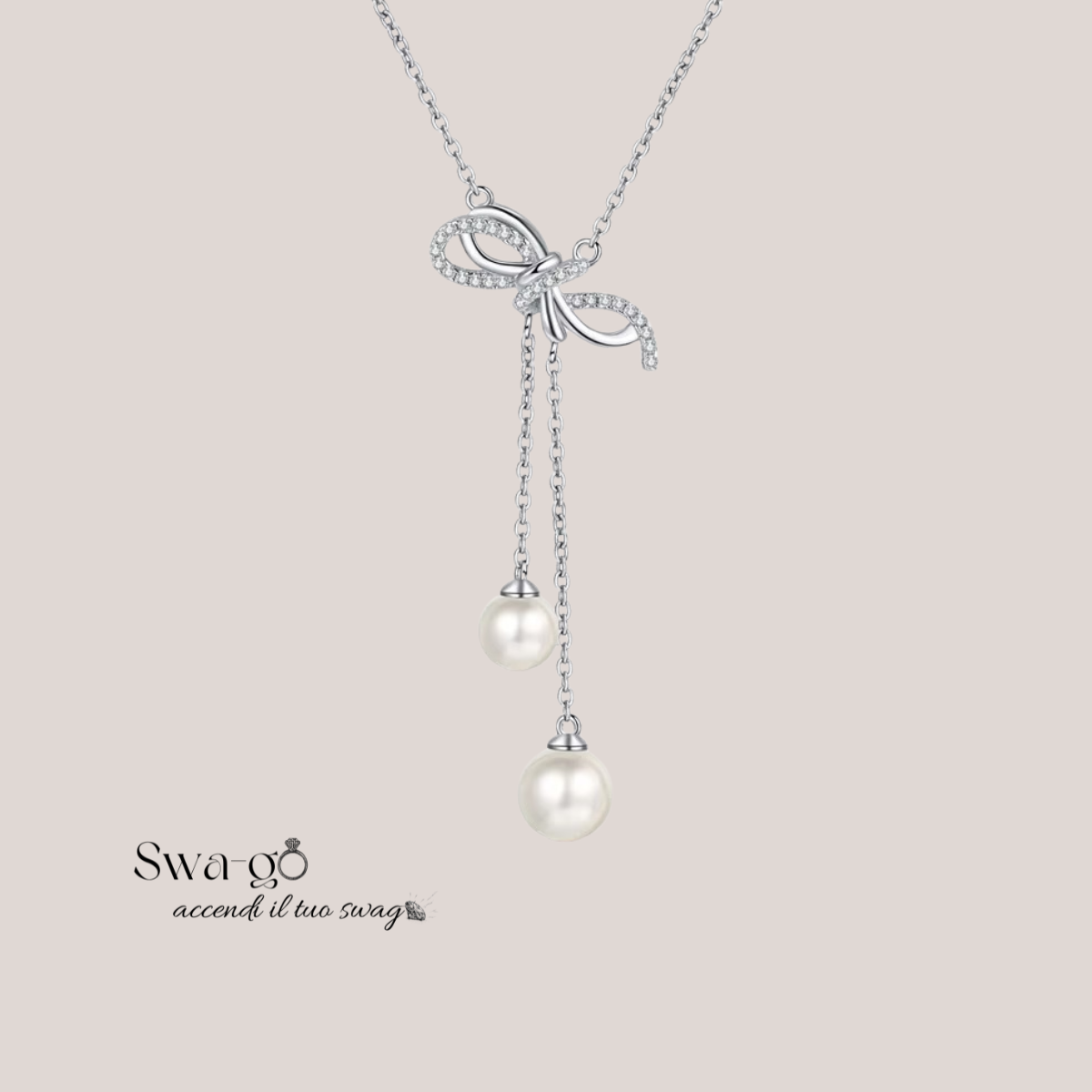 Collana Fiocco di Perle Moissanite