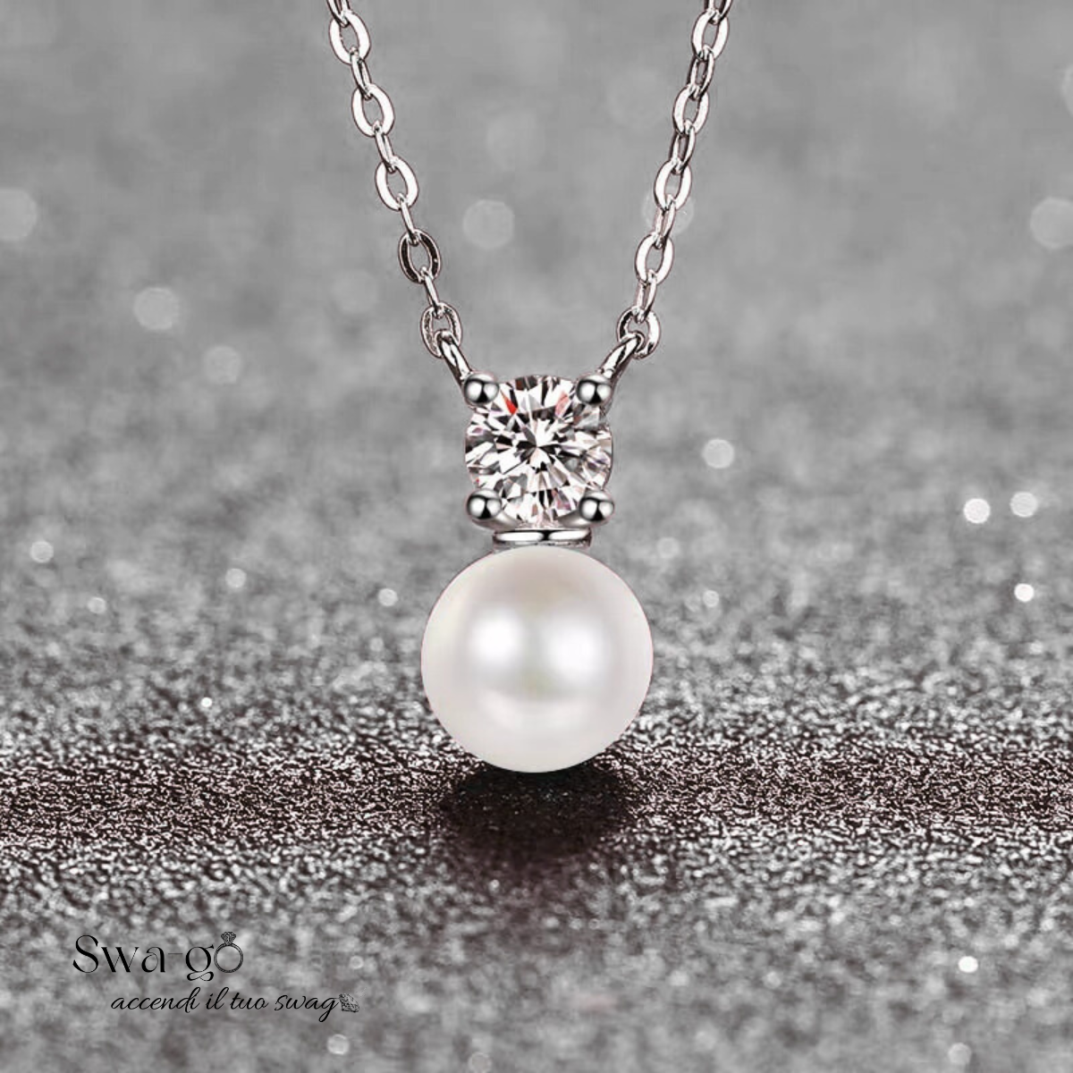 Collana Perla e Moissanite 0.5ct Donna Moissanpearl