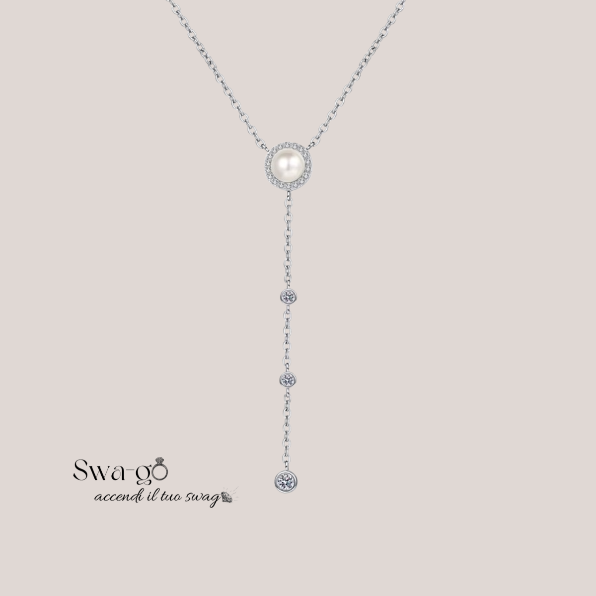 Collana Cascata di Perle Moissanite