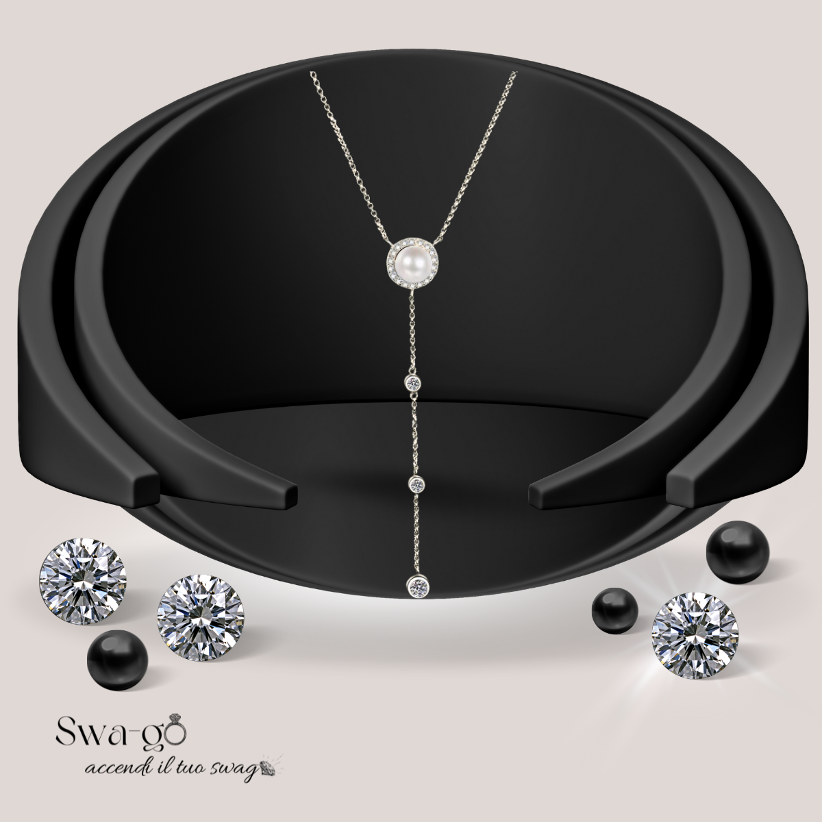 Collana Cascata di Perle Moissanite