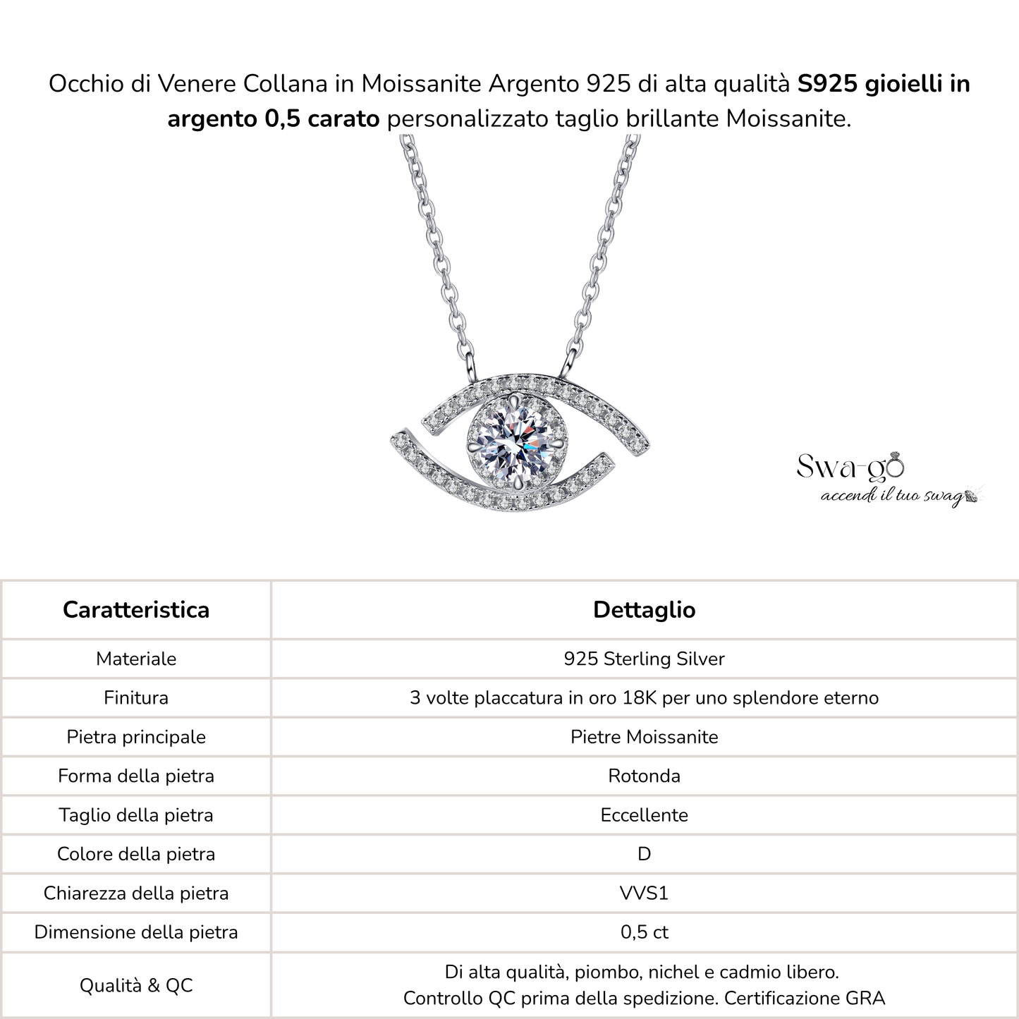 caratteristiche collana occhio di luce