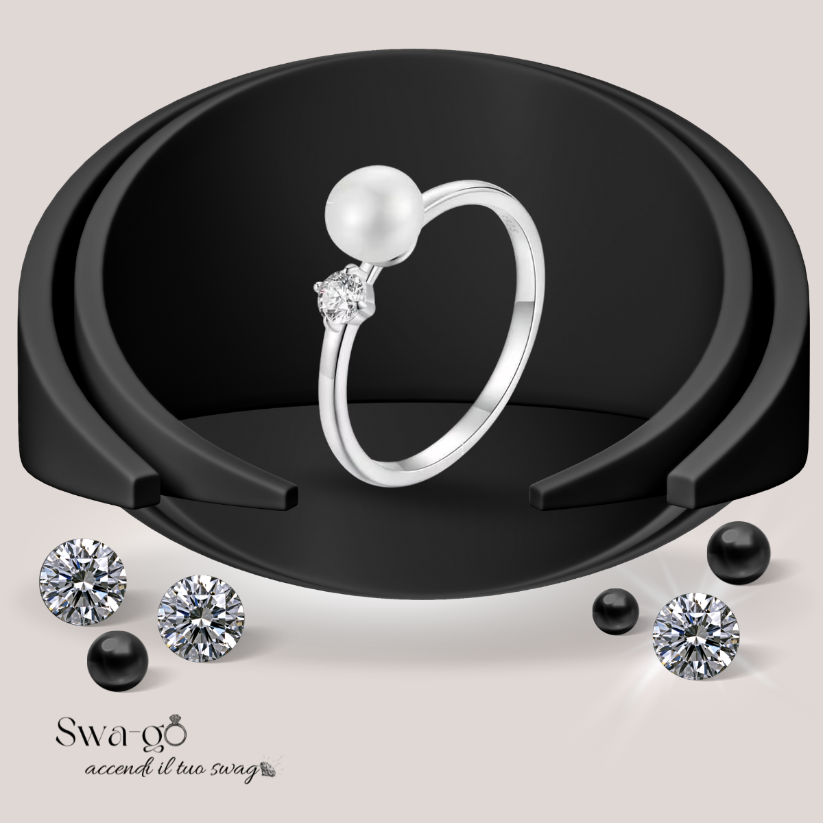 Anello Perla e Moissanite Minimal