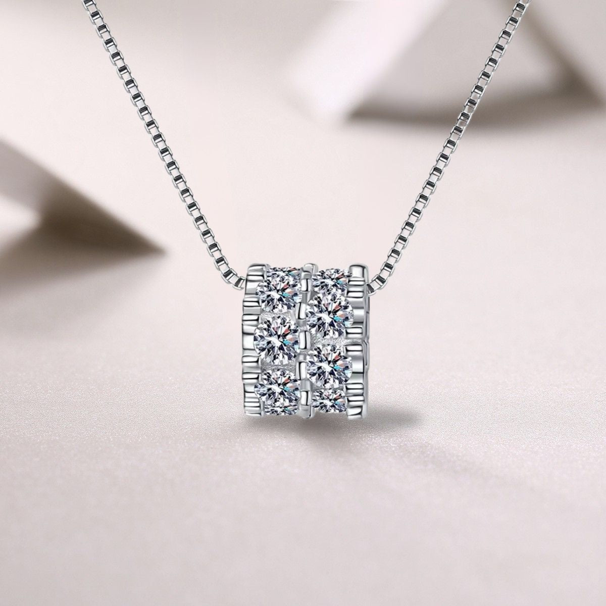 💎Collana Moissanite Giro Brillante Cilindro | Argento 925 Donna