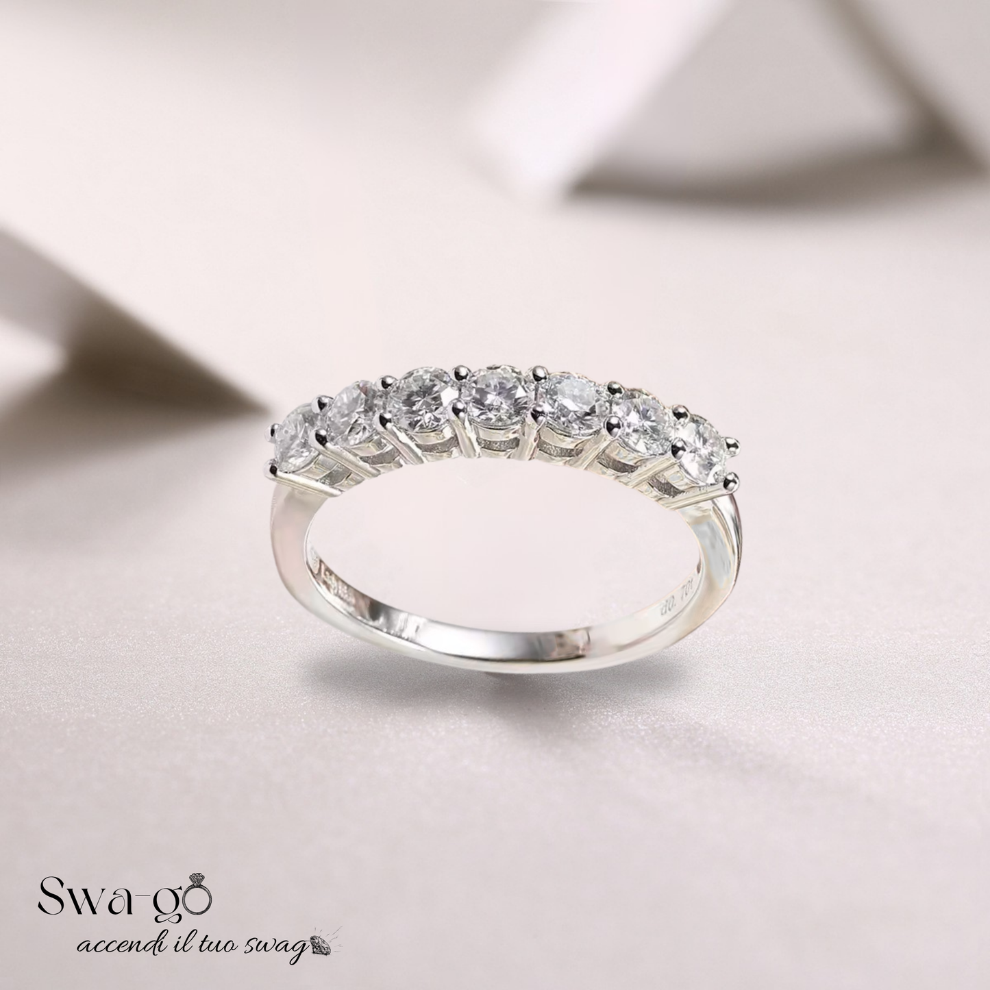 Fedina Moissanite Eternity 7 Pietre | Argento 925 Oro Bianco 18K