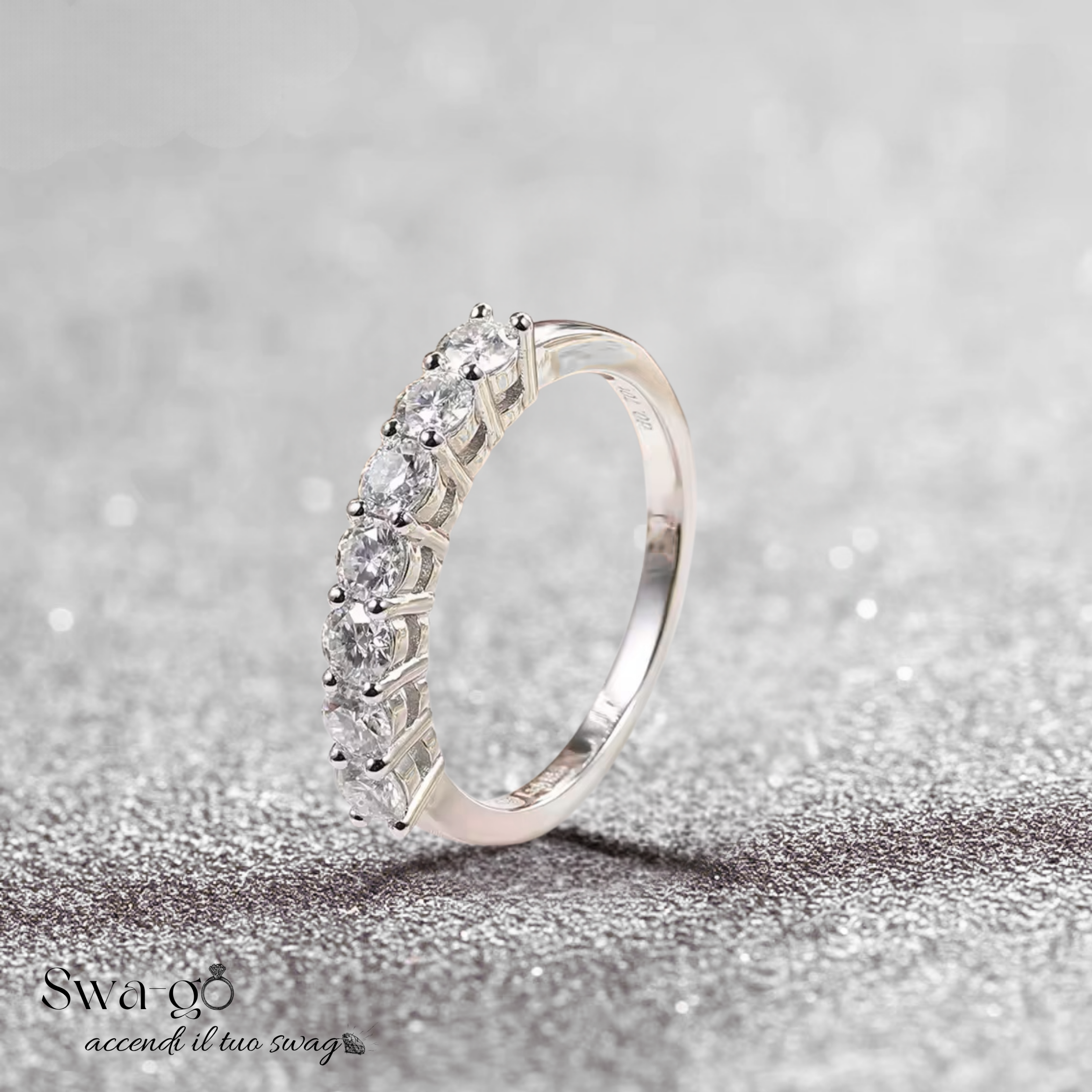 Fedina Moissanite Eternity 7 Pietre | Argento 925 Oro Bianco 18K