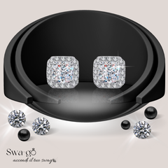 Orecchini Moissanite Quadrati Brillanti | Argento 925 Oro Bianco 18K