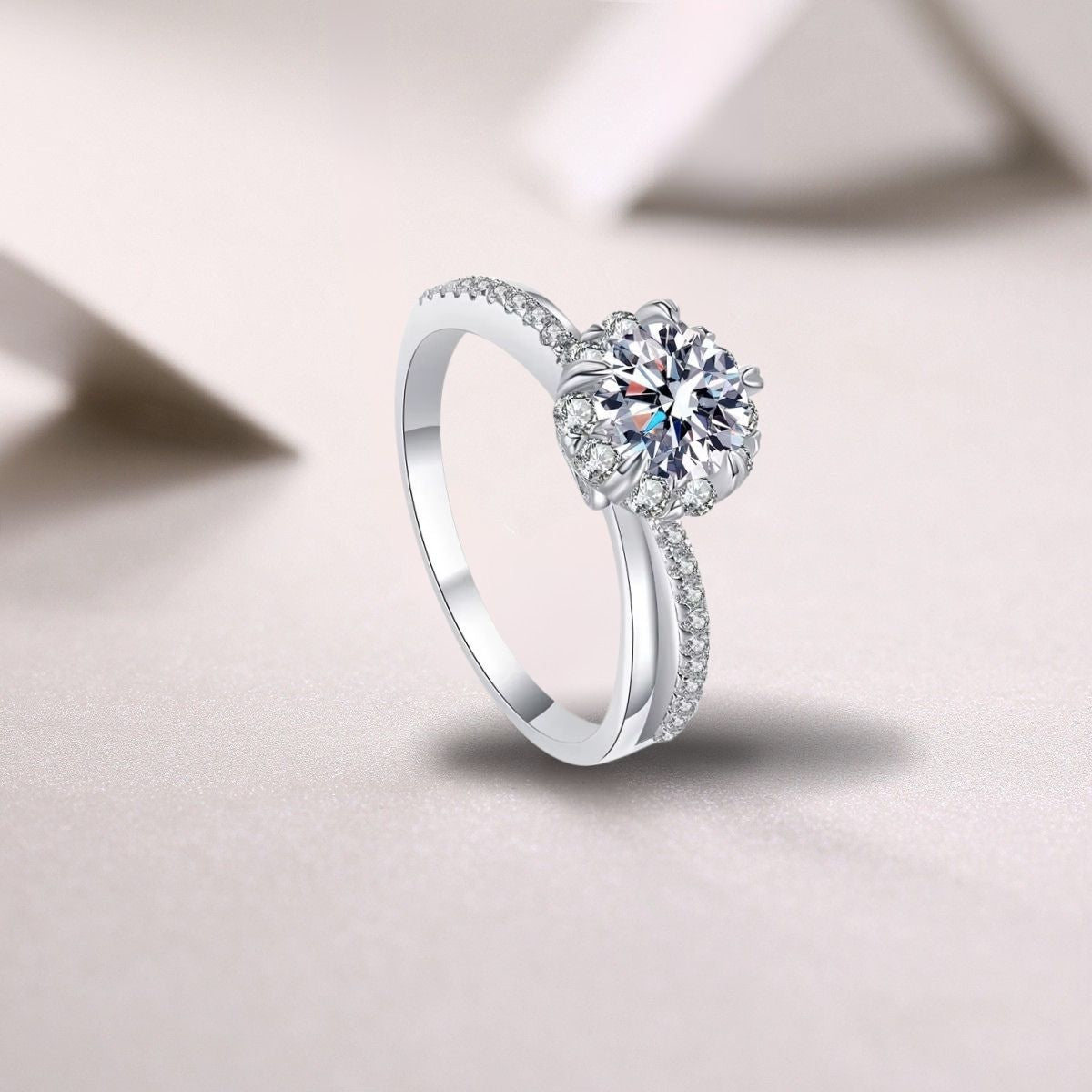 💎Halo Argento 925| Placcatura Oro Bianco 18K