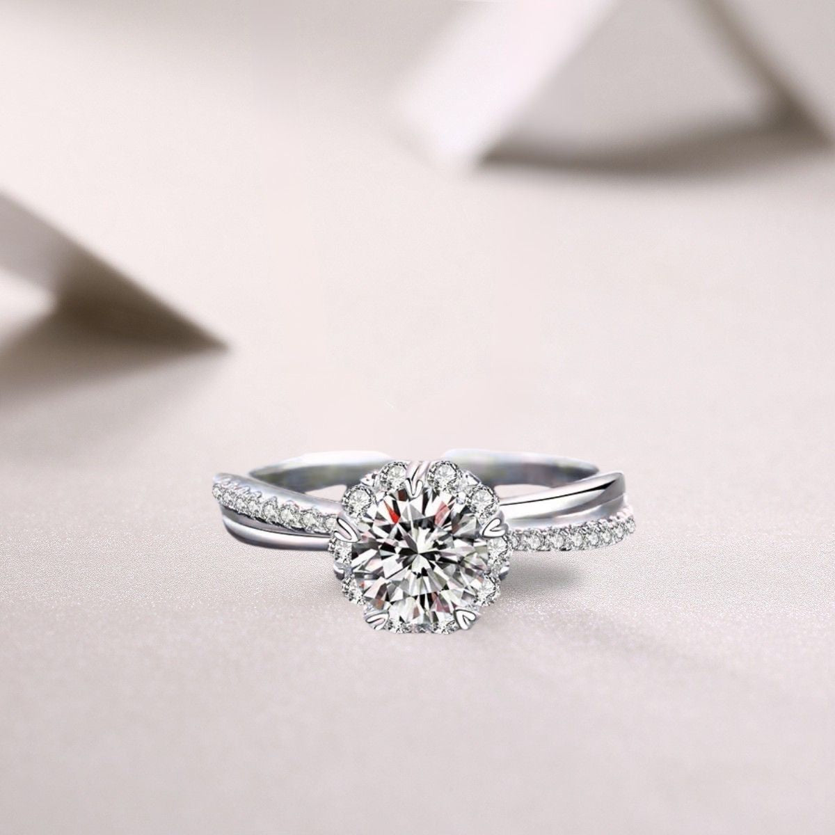 💎Halo Argento 925| Placcatura Oro Bianco 18K