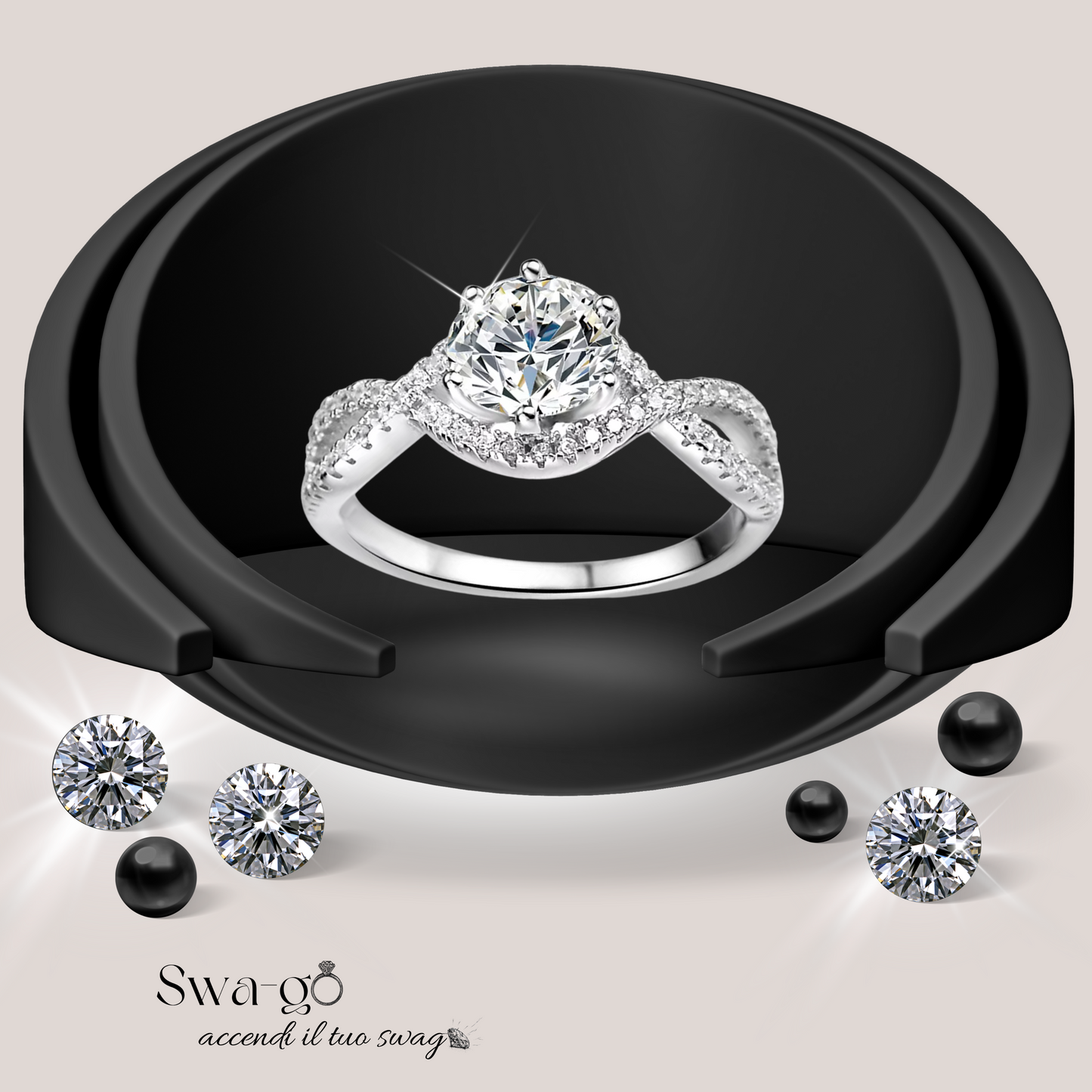 Immagine di un anello solitario moissanite argento 925 elegante taglio brillante con pietra Moissanite certificata, nota per la sua brillantezza e durata eccezionali. Perfetto per fidanzamento o regalo elegante.