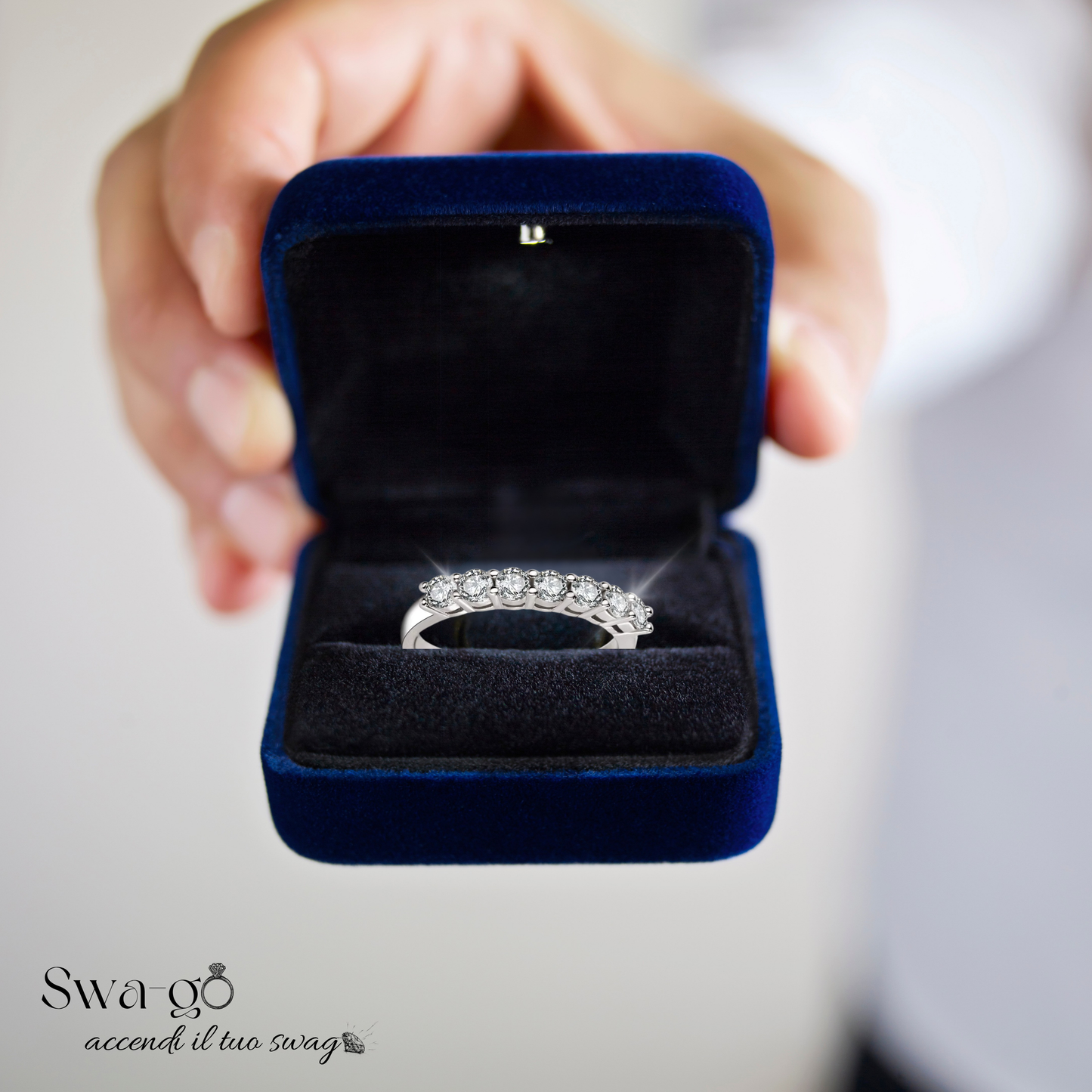 Fedina Moissanite Eternity 7 Pietre | Argento 925 Oro Bianco 18K