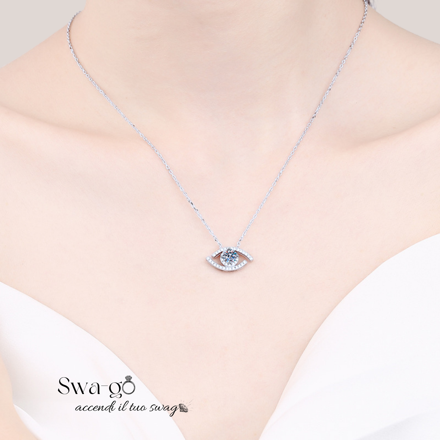 collana indossata occhio moissanite
