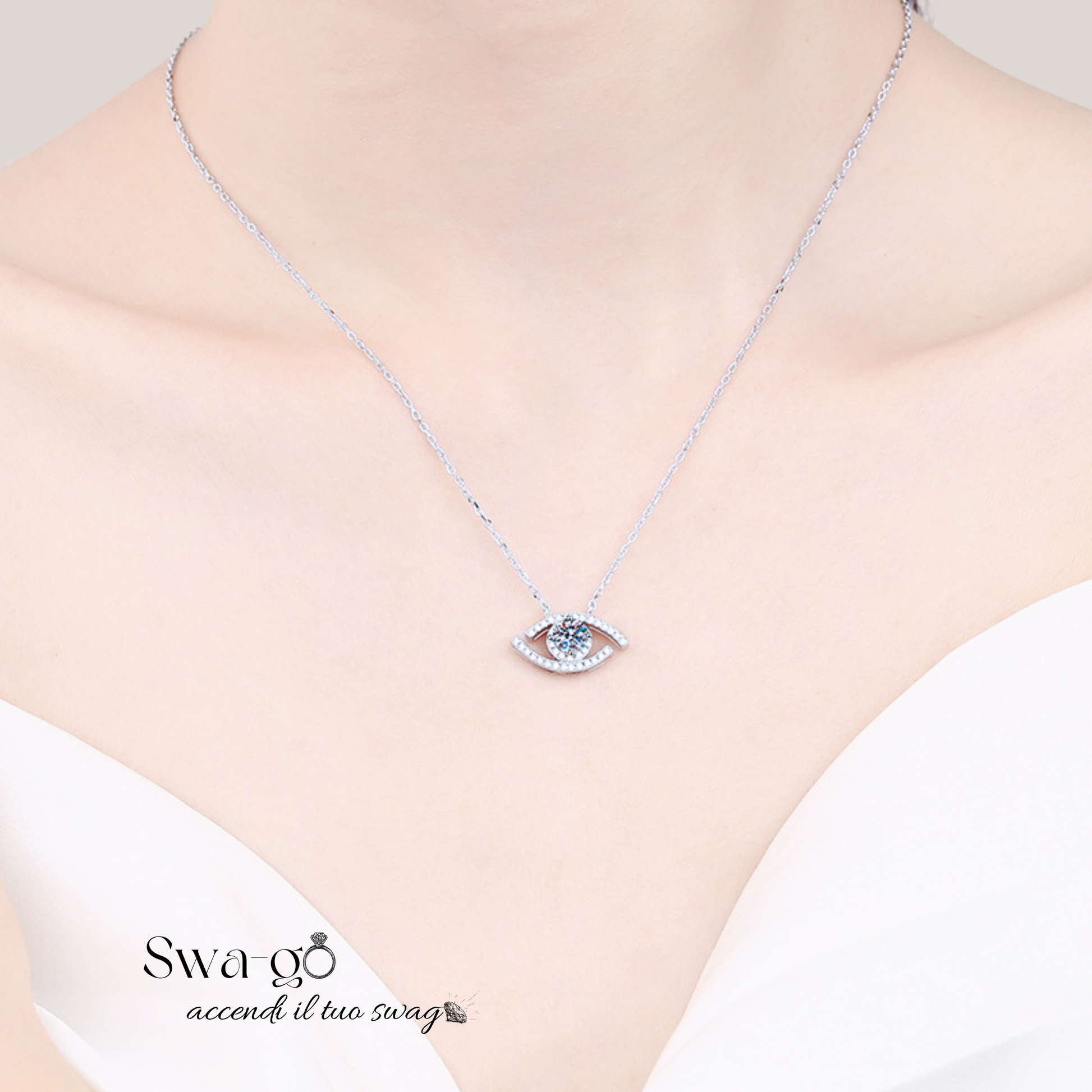 collana indossata occhio moissanite