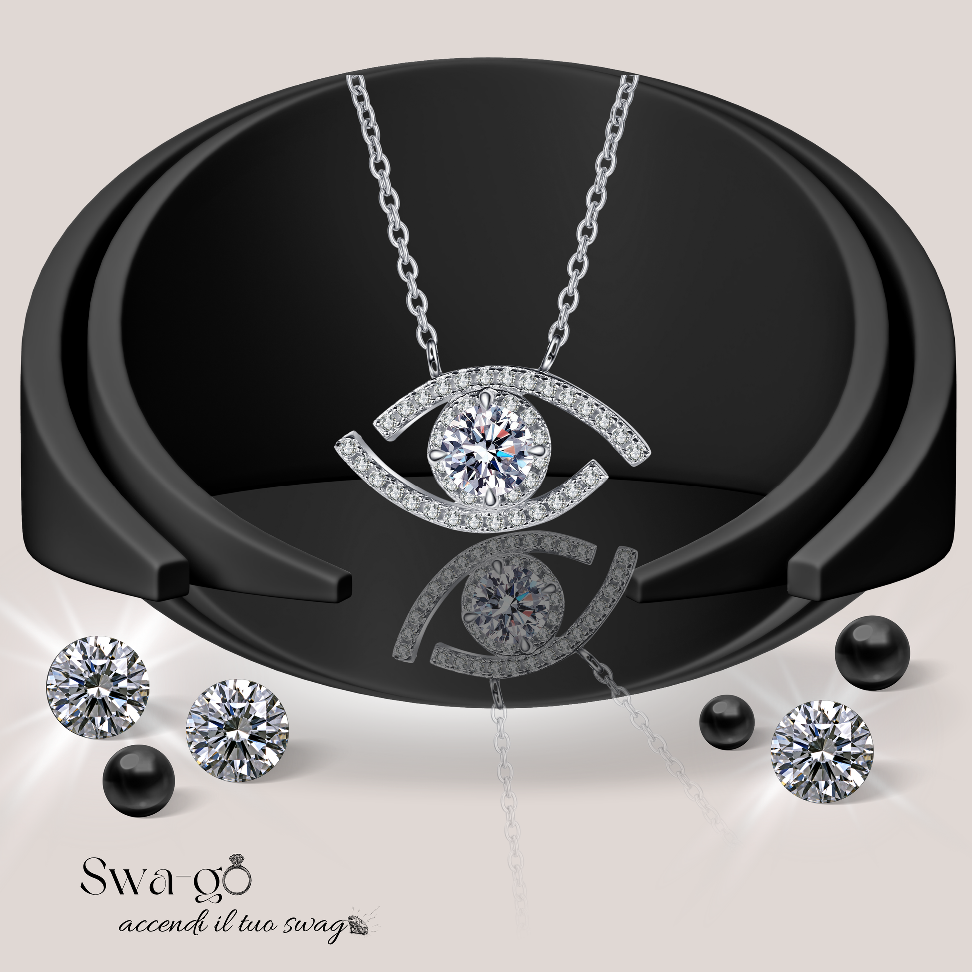 collana occhio di luce moissanite argento 925 donna