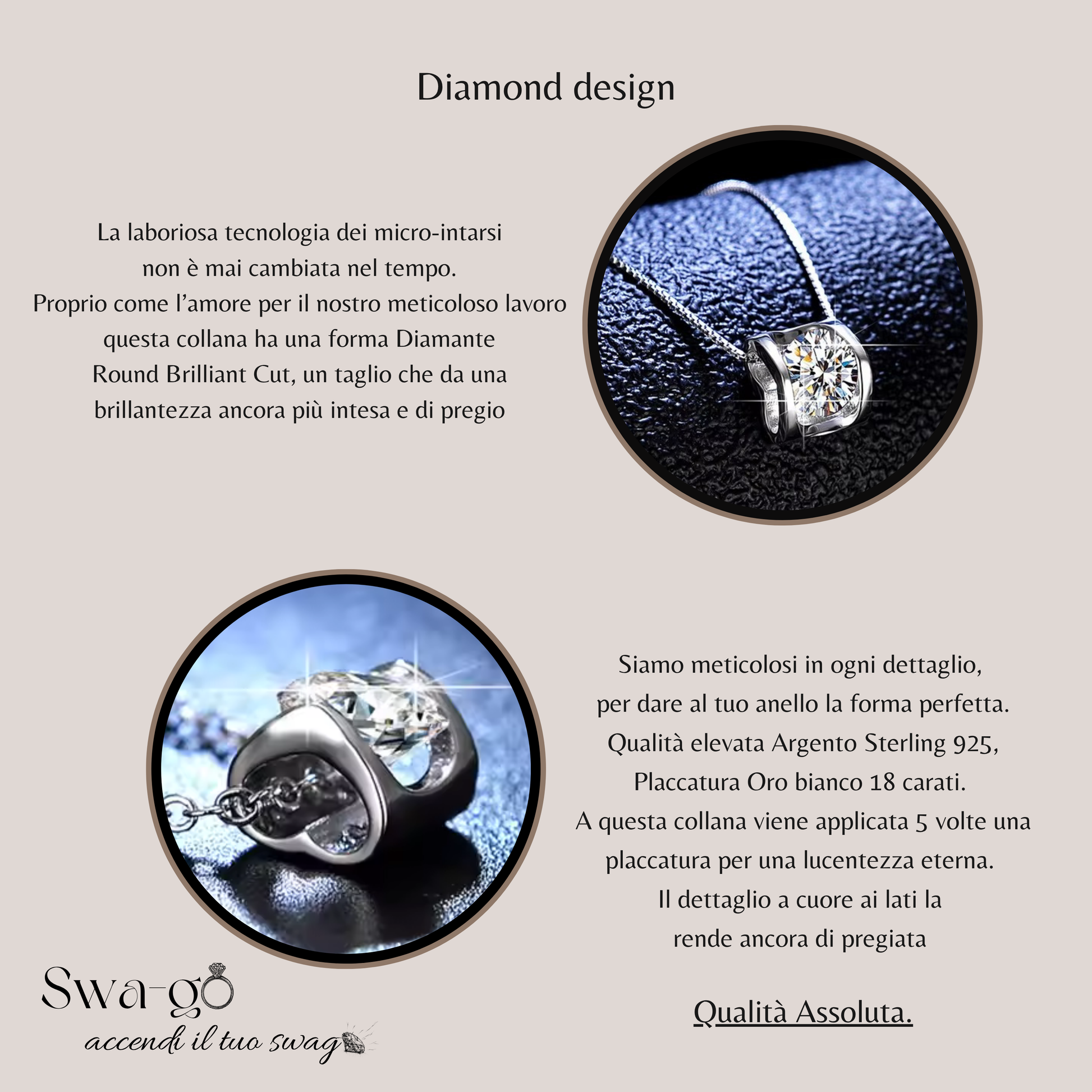 Ciondolo Cuore Segreto in argento 925 placcato oro bianco con pietra VVS1