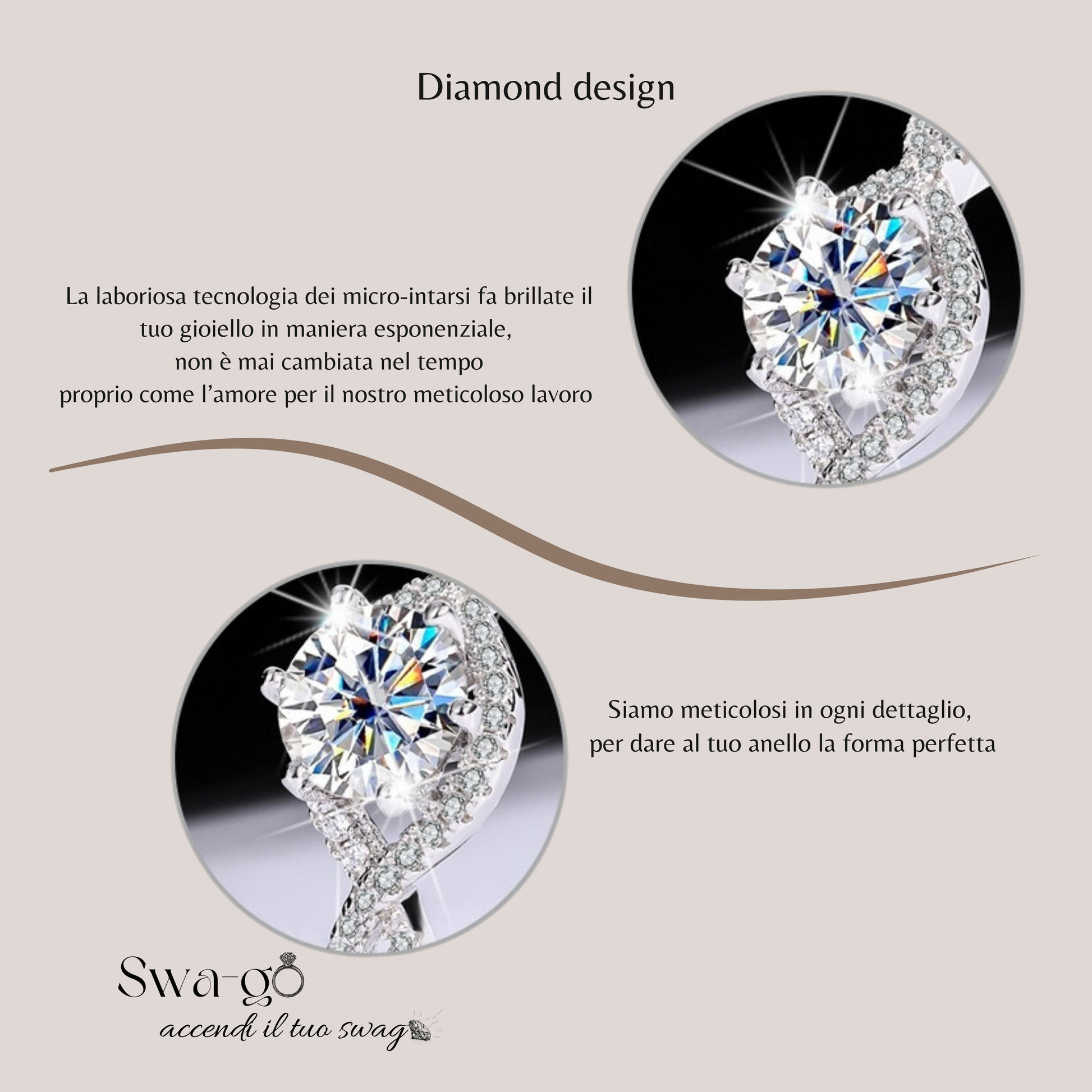 Immagine di un dettaglio micro intarsi anello moissanite brillantezza taglio perfetto con pietra Moissanite certificata, nota per la sua brillantezza e durata eccezionali. Perfetto per fidanzamento o regalo elegante.