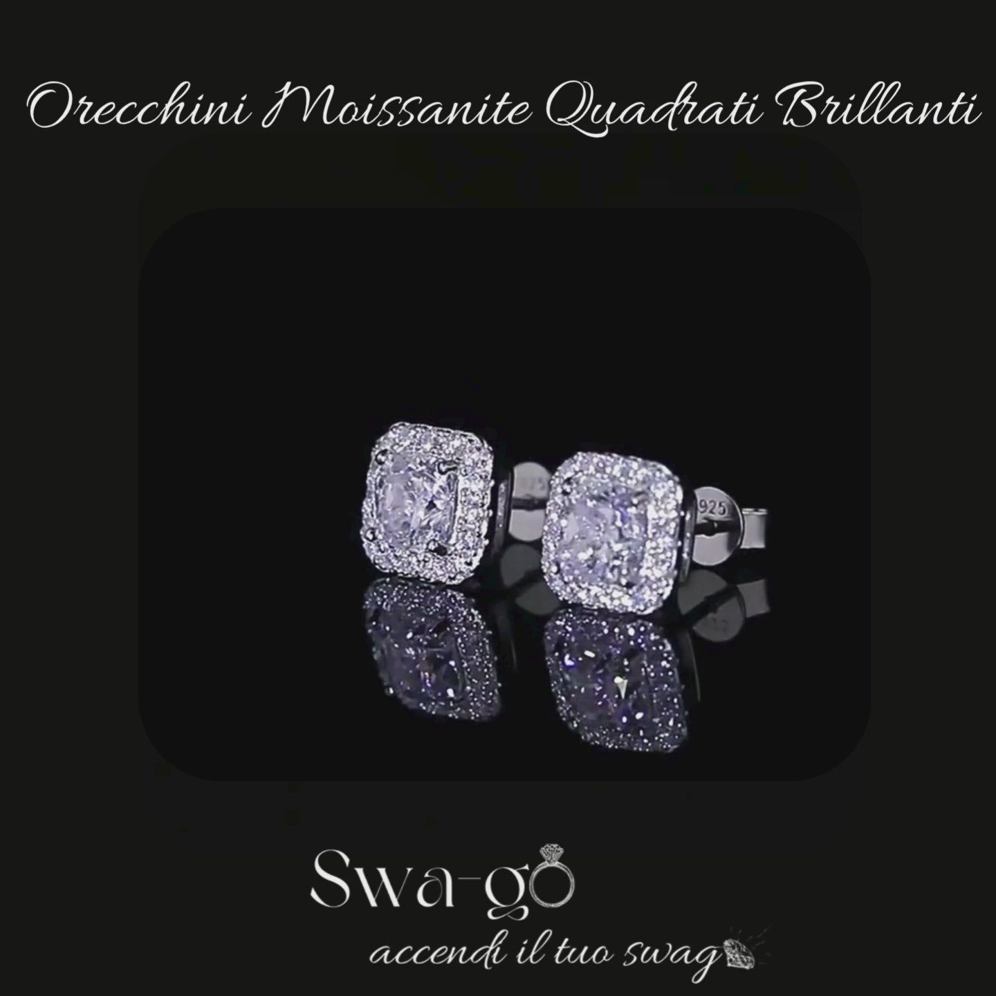 video Coppia orecchini moissanite donna VVS1 con incastonatura brillante
