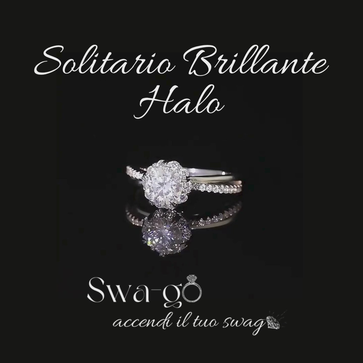 video Anello fidanzamento moissanite argento con incastonatura a halo elegante