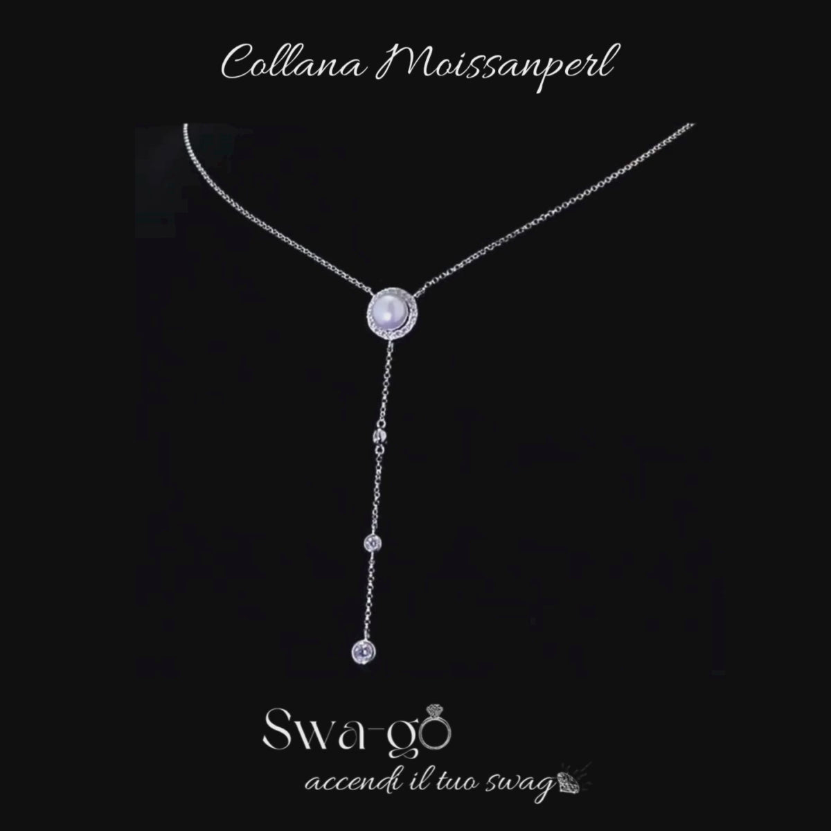 Video Collana moissanite certificata GRA con effetto cascata